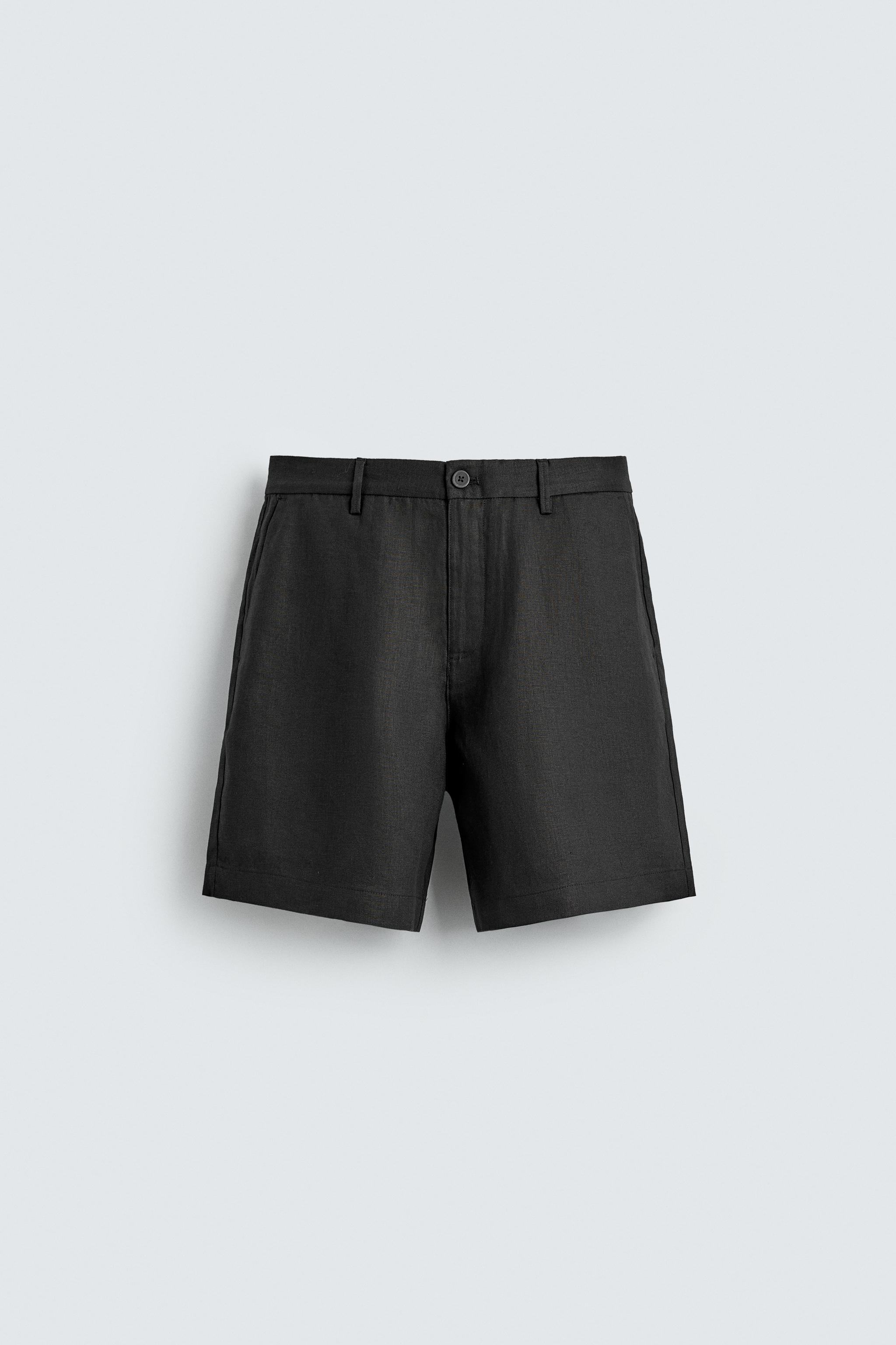 REGULAR FIT 100% LINEN SHORTS
